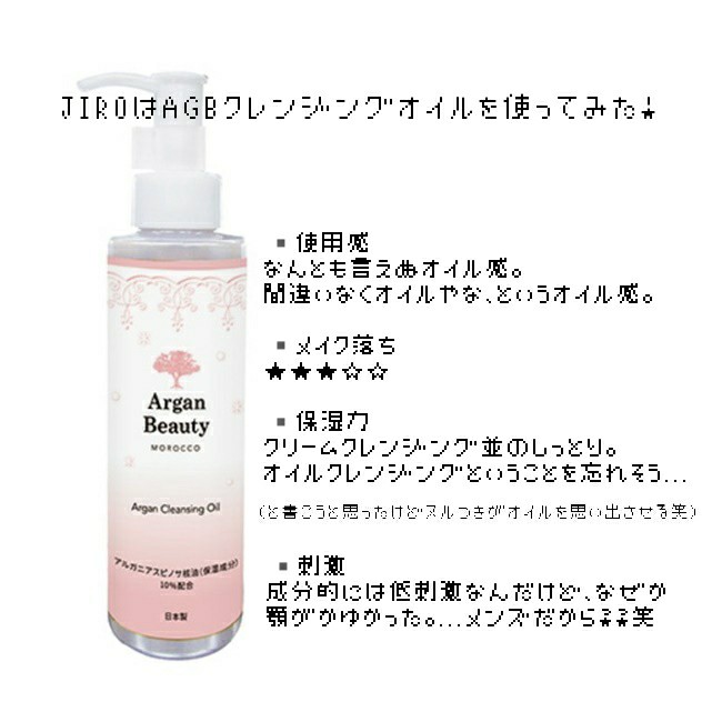 ArganBeauty　AGBクレンジングオイル　成分解析　敏感肌　痒い　レポ　ブログ